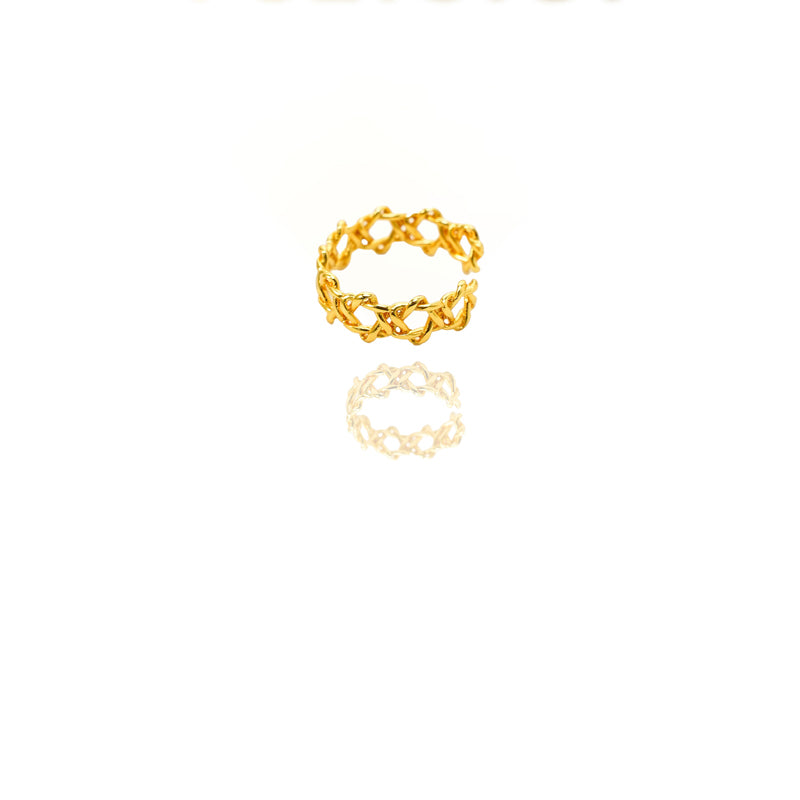 24k Gold Jewelry,Adjustable Ring Vintage Charm Jewelry,Fine Gold Celtic Knot Band Eternity Ring